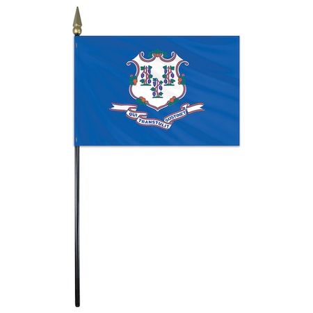 Global Flags Unlimited Connecticut Stick Flag 4"x6" E Gloss 200152